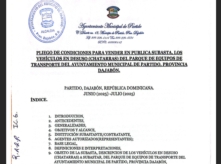 Pliego de Condiciones de Subasta de Equipos en Desuso